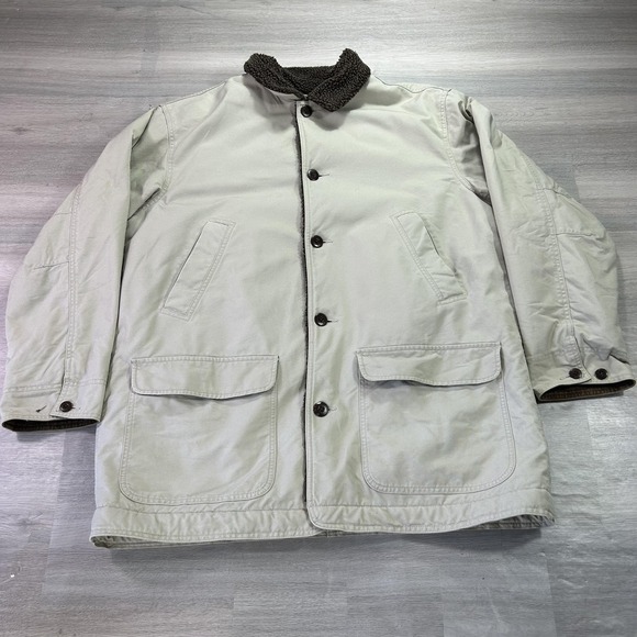 L.L. Bean Other - L.L. Bean Chore Coat Mens XLT Beige Canvas Sherpa Fleece Lined Parka Outdoor